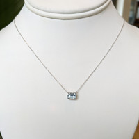 0.84 Ct. Aquamarine Bezel Necklace, 14K White Gold Image