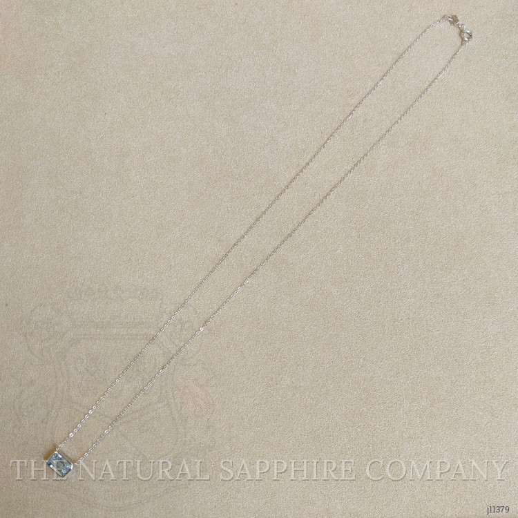 0.84 Ct. Aquamarine Bezel Necklace, 14K White Gold