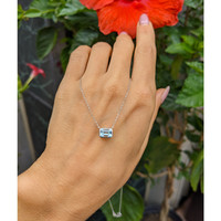 0.84 Ct. Aquamarine Bezel Necklace, 14K White Gold Life Style
