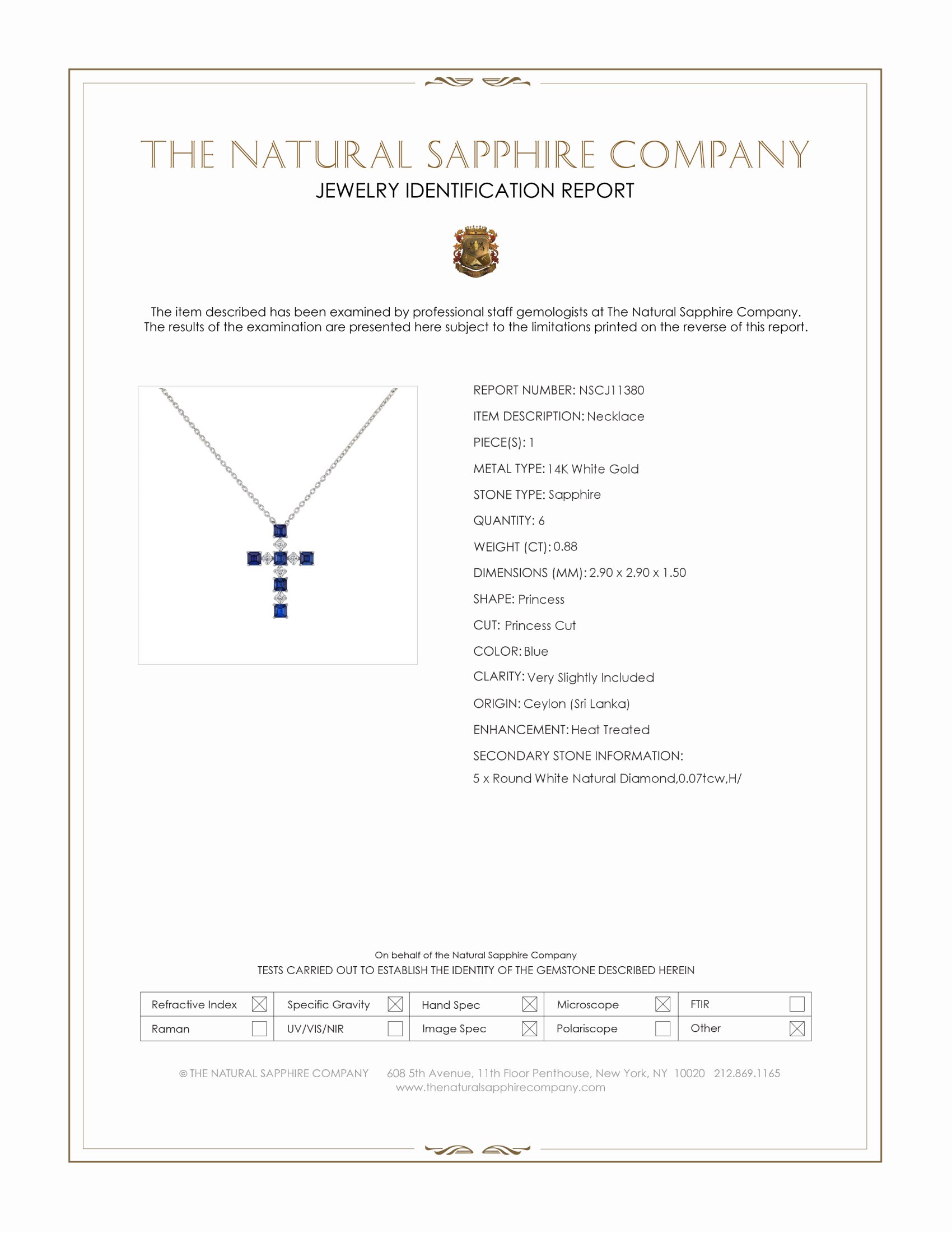 0.88 Ct. Blue Sapphire and Natural Diamond Religious Necklace, 14K White Gold