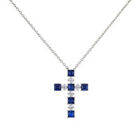 0.88 Ct. Sapphire 14K White Gold necklace