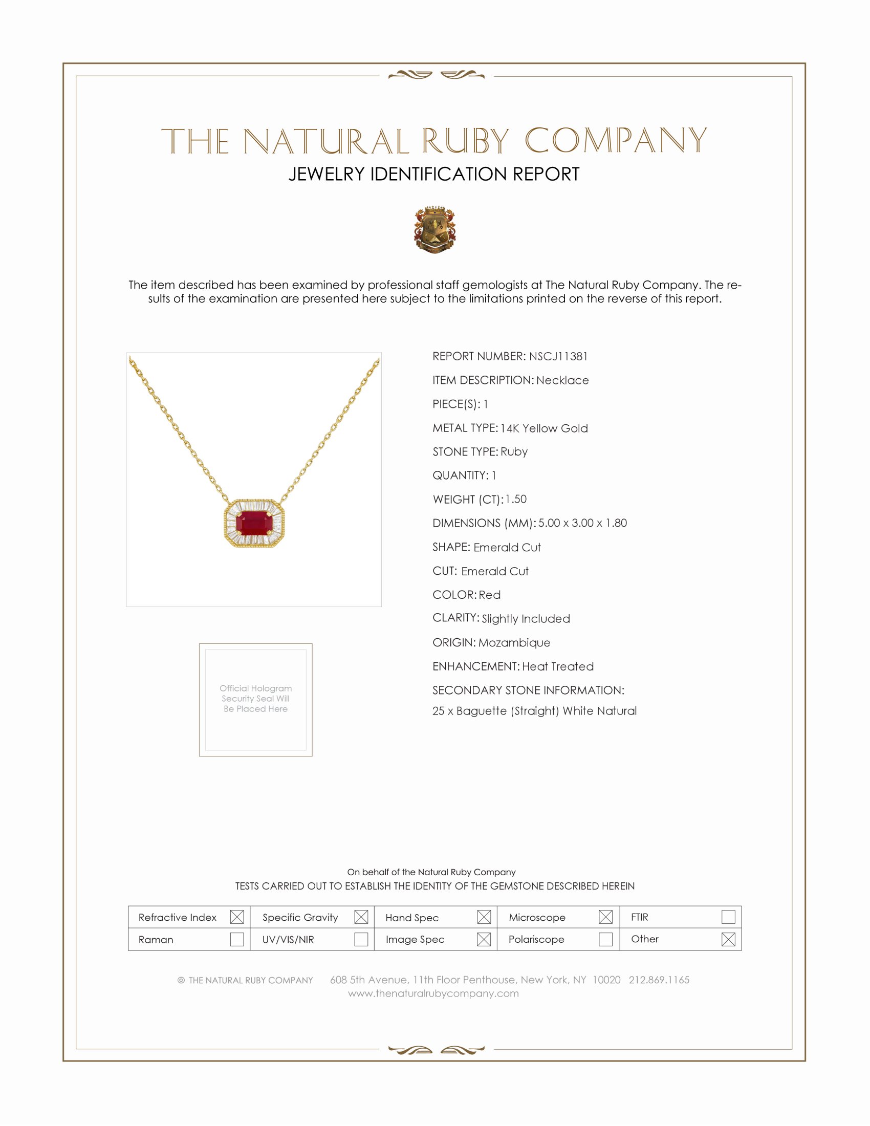 1.50 Ct. Ruby and Natural Diamond Pave Necklace, 14K Yellow Gold