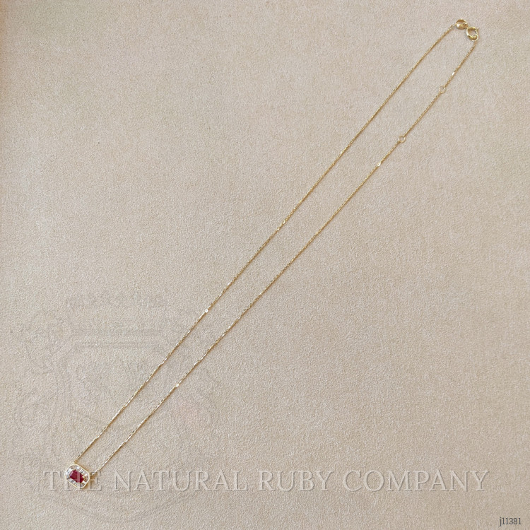 1.50 Ct. Ruby Natural Diamond Pave Necklace, 14K Yellow Gold