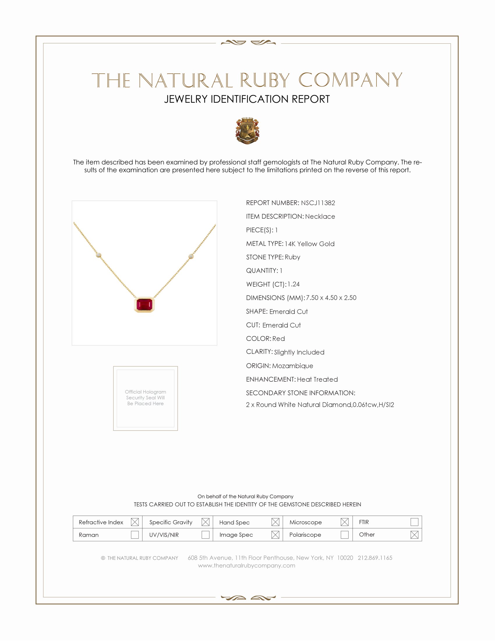 1.24 Ct. Ruby Natural Diamond Bezel Necklace, 14K Yellow Gold