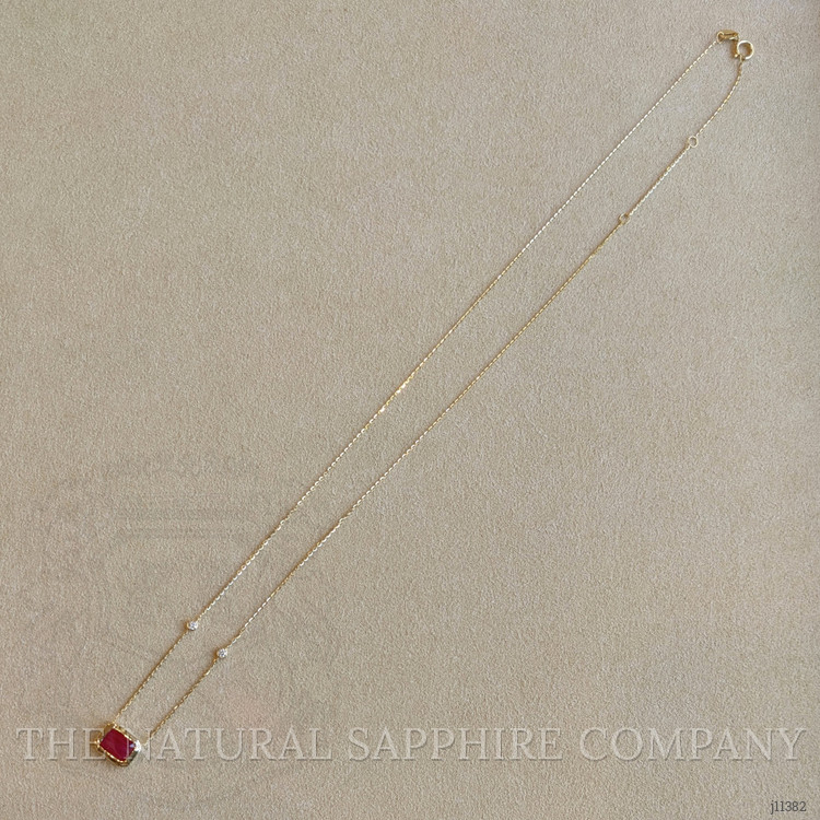 1.24 Ct. Ruby Natural Diamond Bezel Necklace, 14K Yellow Gold