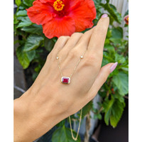 1.24 Ct. Ruby Natural Diamond Bezel Necklace, 14K Yellow Gold Life Style