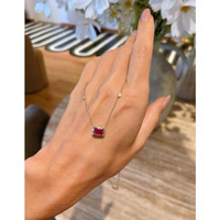 1.24 Ct. Ruby Natural Diamond Bezel Necklace, 14K Yellow Gold Life Style