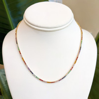 0.49 Ct. Ruby, Emerald, Mixed Sapphire, Blue Aquamarine, Yellowish Orange Citrine and Purple Amethyst Accent Stones Necklace, 14K Yellow Gold Image