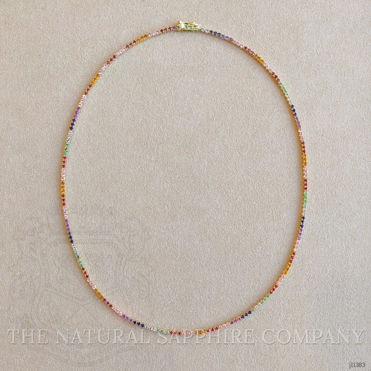 0.49 Ct. Ruby, Emerald, Mixed Sapphire, Blue Aquamarine, Yellowish Orange Citrine and Purple Amethyst Accent Stones Necklace, 14K Yellow Gold