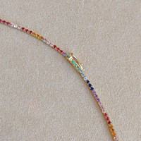 0.49 Ct. Ruby, Emerald, Mixed Sapphire, Blue Aquamarine, Yellowish Orange Citrine and Purple Amethyst Accent Stones Necklace, 14K Yellow Gold Image