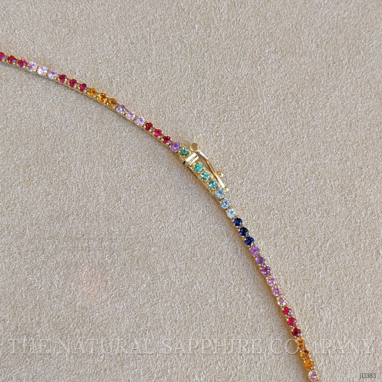 0.49 Ct. Ruby, Emerald, Mixed Sapphire, Blue Aquamarine, Yellowish Orange Citrine and Purple Amethyst Accent Stones Necklace, 14K Yellow Gold