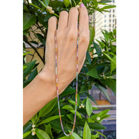 0.49 Ct. Ruby, Emerald, Mixed Sapphire, Blue Aquamarine, Yellowish Orange Citrine and Purple Amethyst Accent Stones Necklace, 14K Yellow Gold Life Style