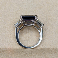 10.24 Ct. Blue Sapphire and Natural Diamond Three Stone Ring, Platinum 950 Image