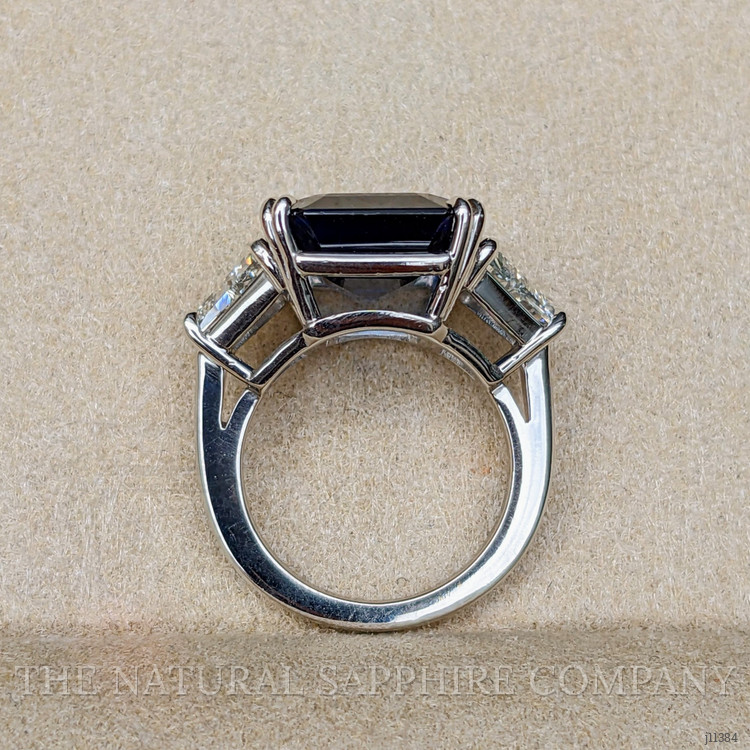 10.24 Ct. Blue Sapphire and Natural Diamond Three Stone Ring, Platinum 950