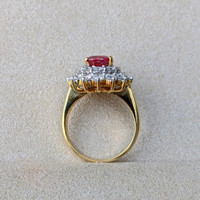 2.09 Ct. Ruby Natural Diamond Pave Ring, 18K Yellow Gold Image
