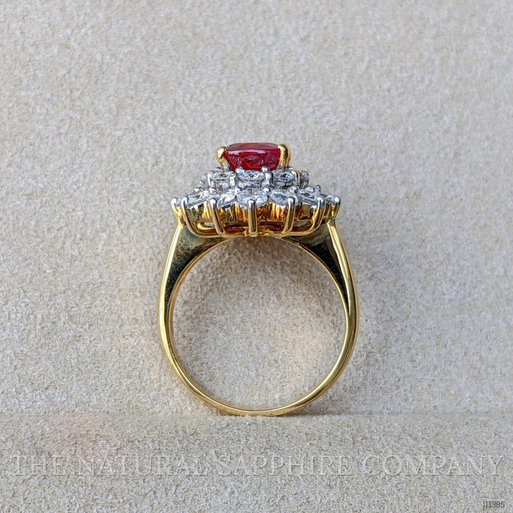 2.09 Ct. Ruby Natural Diamond Pave Ring, 18K Yellow Gold