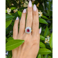 2.09 Ct. Ruby Natural Diamond Pave Ring, 18K Yellow Gold Life Style