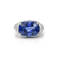 9.07 Ct. Blue Sapphire and Natural Diamond Antique Style Ring, 14K Yellow Gold Video