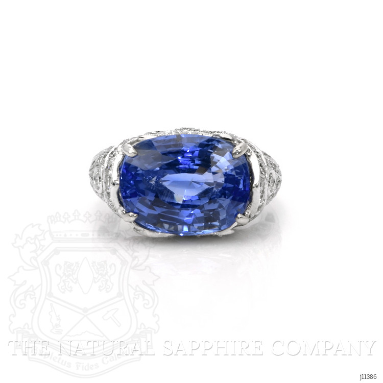 9.07 Ct. Blue Sapphire and Natural Diamond Antique Style Ring, 14K Yellow Gold