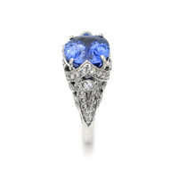 9.07 Ct. Blue Sapphire and Natural Diamond Antique Style Ring, 14K Yellow Gold Image
