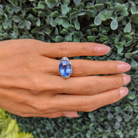 9.07 Ct. Blue Sapphire and Natural Diamond Antique Style Ring, 14K Yellow Gold Life Style