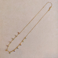 0.06 Ct. Blue Aquamarine, Ruby, Blue Sapphire, Emerald, Natural Diamond, Brownish Red Garnet, Orangish Yellow Citrine and Yellowish Green Peridot Multi Stone Necklace, 14K Yellow Gold Image