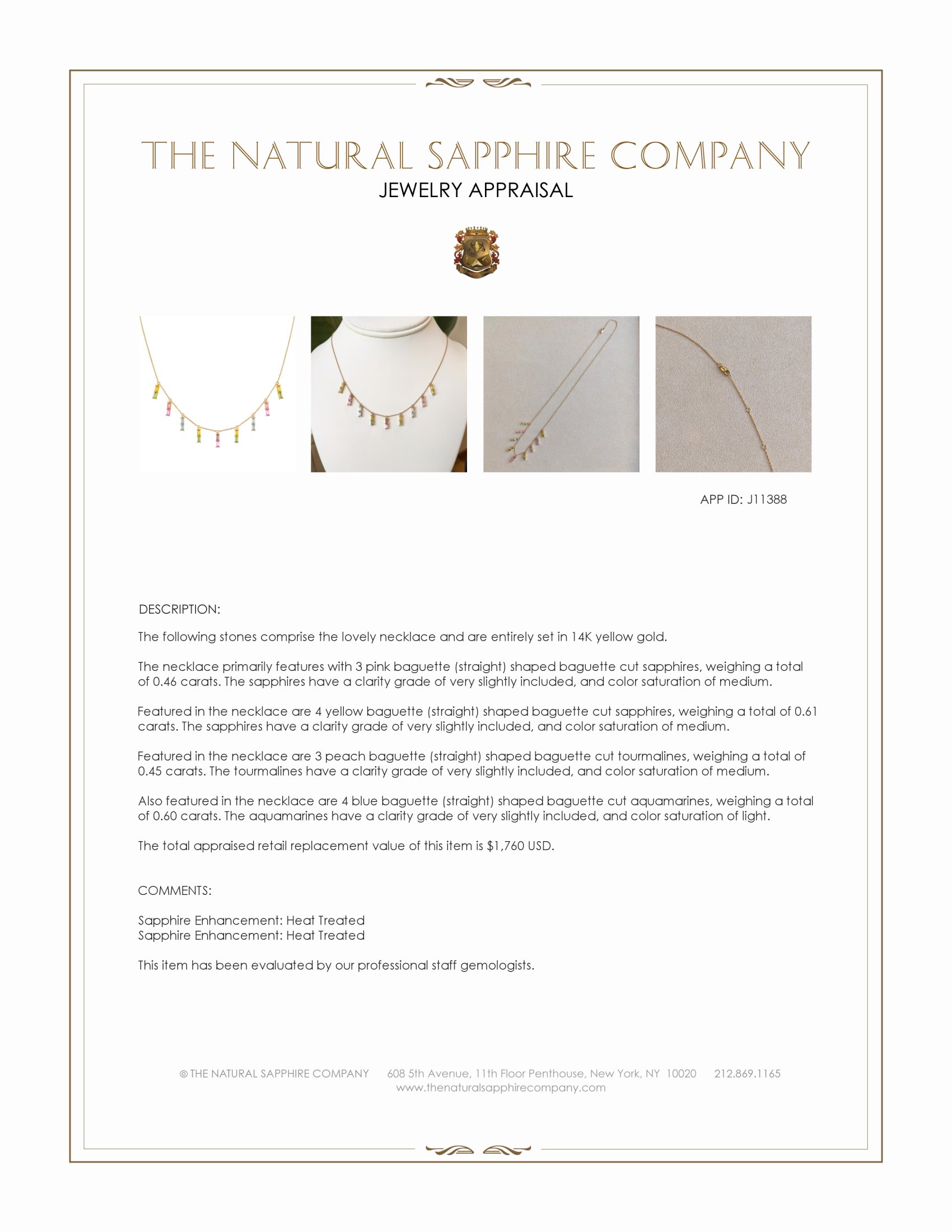 1.07 Ct. Green Peridot, Mixed Sapphire, Blue Aquamarine and Peach Tourmaline Accent Stones Necklace, 14K Yellow Gold