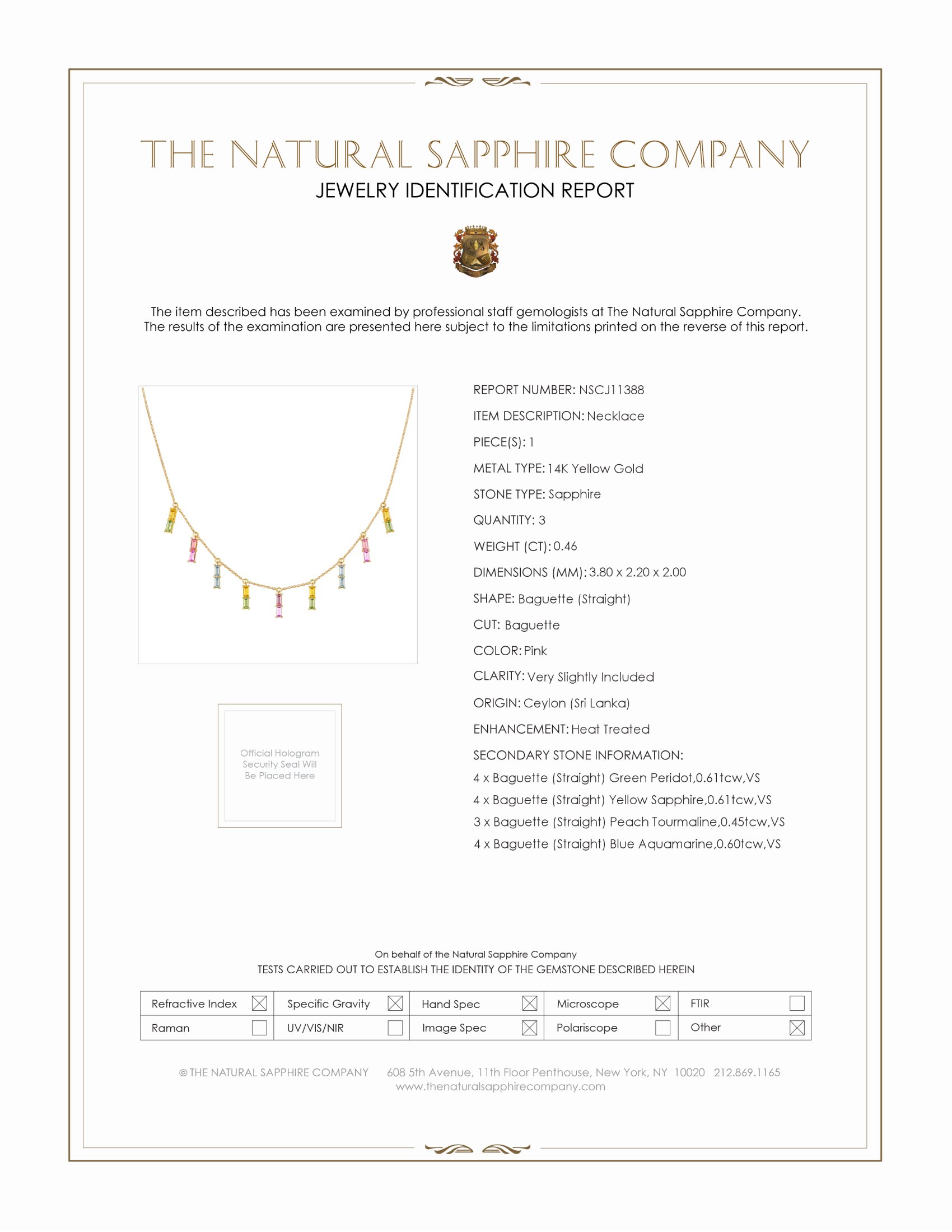 1.07 Ct. Peridot Sapphire Accent Stones Necklace, 14K Yellow Gold