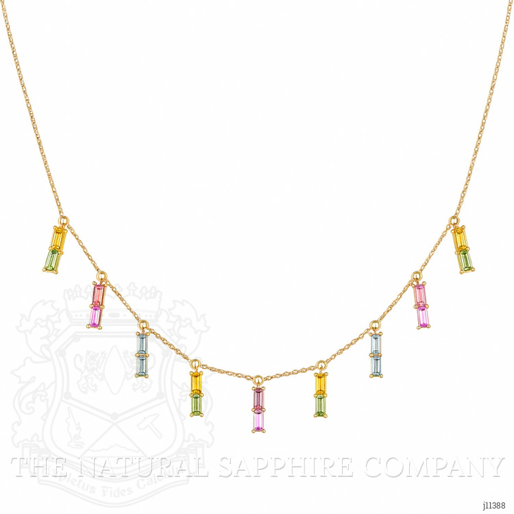 1.07 Ct. Peridot Sapphire Accent Stones Necklace, 14K Yellow Gold