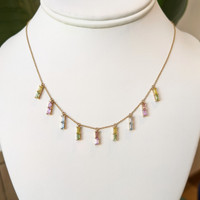 1.07 Ct. Peridot Sapphire Accent Stones Necklace, 14K Yellow Gold Image