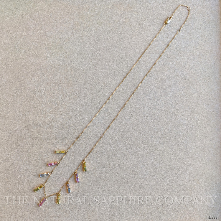 1.07 Ct. Peridot Sapphire Accent Stones Necklace, 14K Yellow Gold