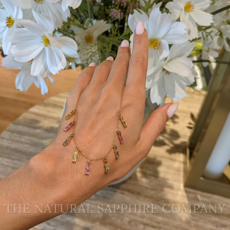 1.07 Ct. Peridot Sapphire Accent Stones Necklace, 14K Yellow Gold