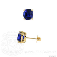 3.07&nbsp;Ct.Tw.Total Carat Weight Blue Sapphire Studs Earrings, 18K Yellow Gold Image