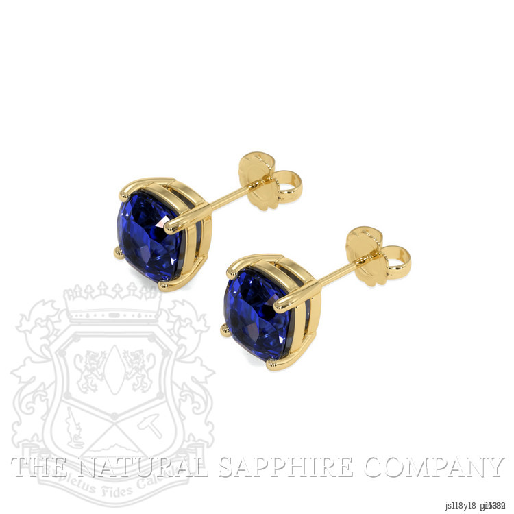 3.07 Ct.Tw. Blue Sapphire Studs Earrings, 18K Yellow Gold