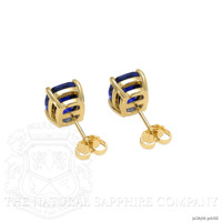 3.07&nbsp;Ct.Tw.Total Carat Weight Blue Sapphire Studs Earrings, 18K Yellow Gold Image
