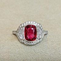 2.17 Ct. Ruby and Natural Diamond Pave Ring, Platinum 950 Image