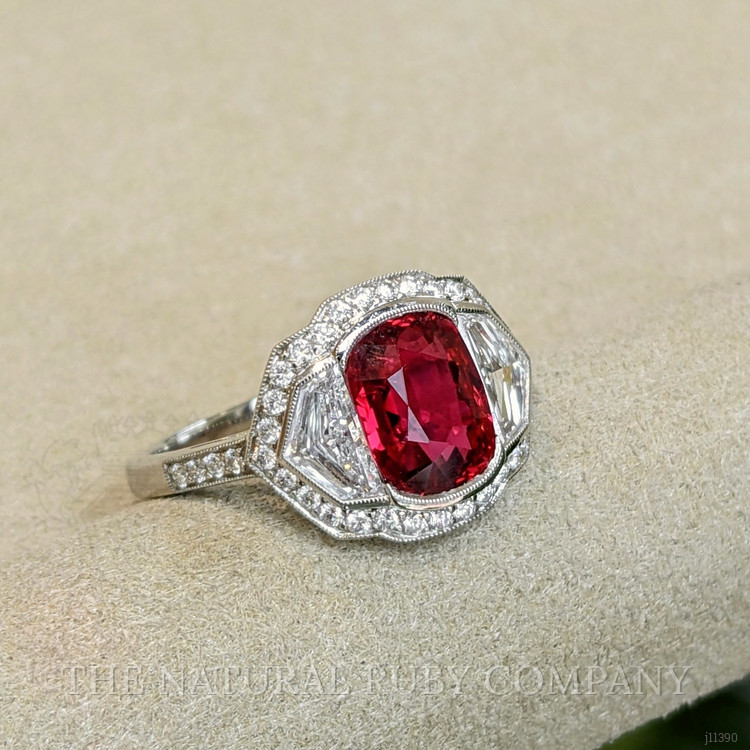 2.17 Ct. Ruby and Natural Diamond Pave Ring, Platinum 950