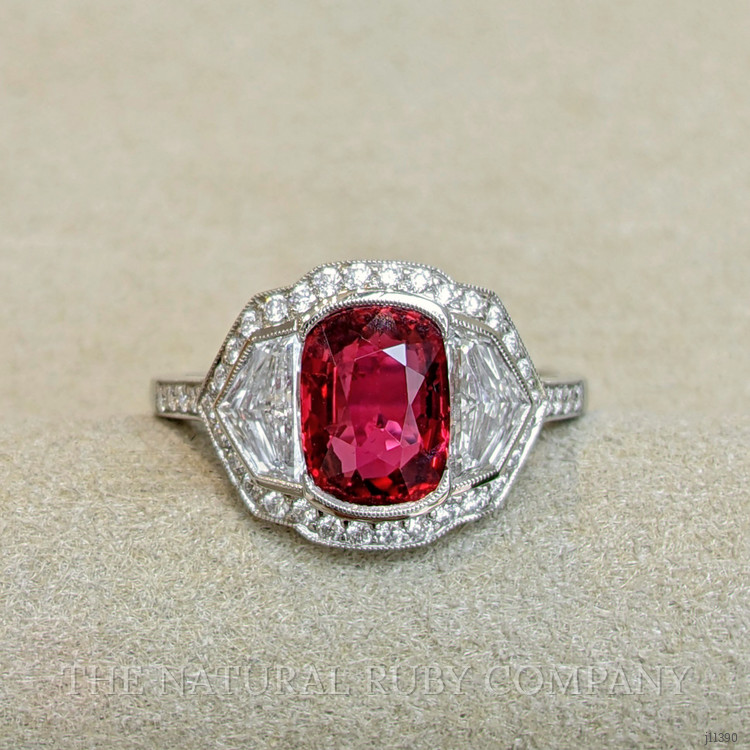 2.17 Ct. Ruby and Natural Diamond Pave Ring, Platinum 950
