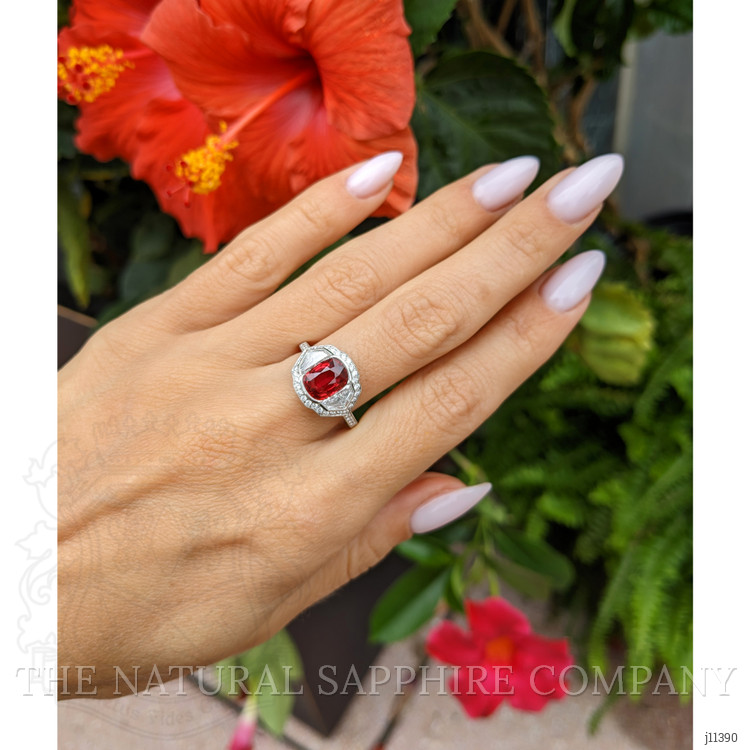 2.17 Ct. Ruby and Natural Diamond Pave Ring, Platinum 950