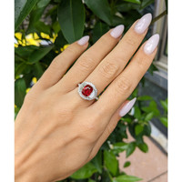 2.17 Ct. Ruby and Natural Diamond Pave Ring, Platinum 950 Life Style