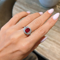 2.17 Ct. Ruby and Natural Diamond Pave Ring, Platinum 950 Life Style