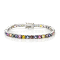 11.10 Ct.Tw. Multi Color Sapphire Tennis/Line Bracelet, 14K White Gold Video