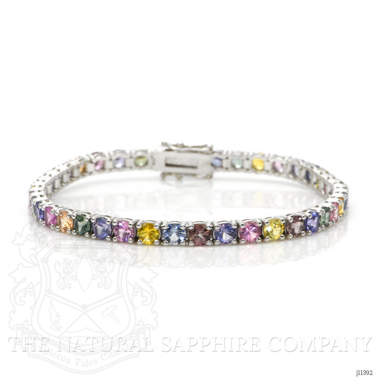 11.10 Ct.Tw. Multi Color Sapphire Tennis/Line Bracelet, 14K White Gold