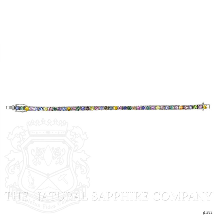 11.10 Ct.Tw. Multi Color Sapphire Tennis/Line Bracelet, 14K White Gold