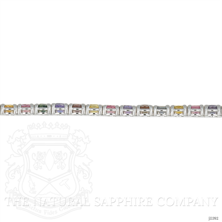 11.10 Ct.Tw. Multi Color Sapphire Tennis/Line Bracelet, 14K White Gold
