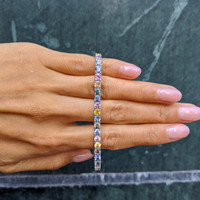 11.10 Ct.Tw. Multi Color Sapphire Tennis/Line Bracelet, 14K White Gold Life Style