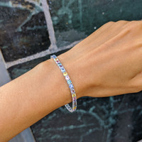 11.10 Ct.Tw. Multi Color Sapphire Tennis/Line Bracelet, 14K White Gold Life Style