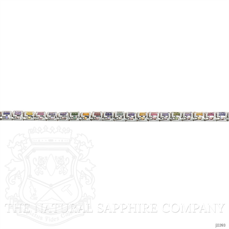 26.60 Ct. Multi Color Sapphire Multi Stone Necklace, 14K White Gold