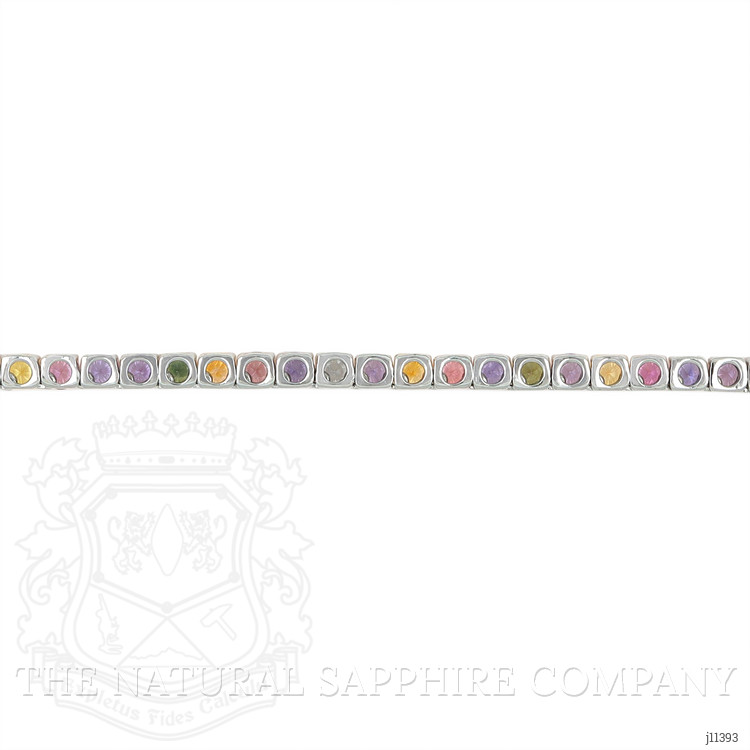 26.60 Ct. Multi Color Sapphire Multi Stone Necklace, 14K White Gold