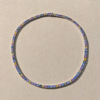 26.60 Ct. Multi Color Sapphire Multi Stone Necklace, 14K White Gold Life Style